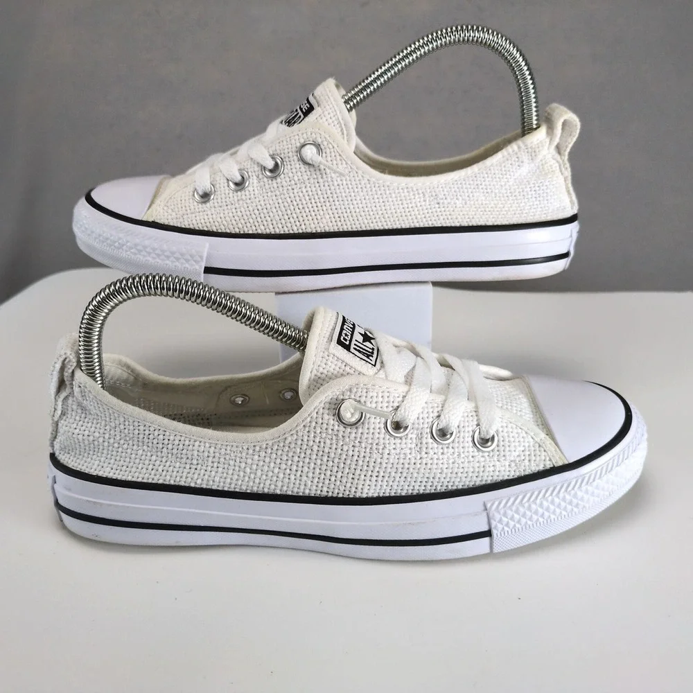 Converse All Star Shoreline Basketweave White Slip-On Sneakers Womens 8 Canvas